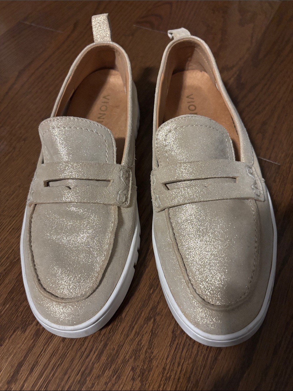 Vionic Shimmery Beige Slip-On Loafers
